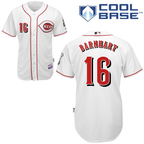 Tucker Barnhart #16 MLB Jersey-Cincinnati Reds Men's Authentic Home White Cool Base Baseball Jersey
